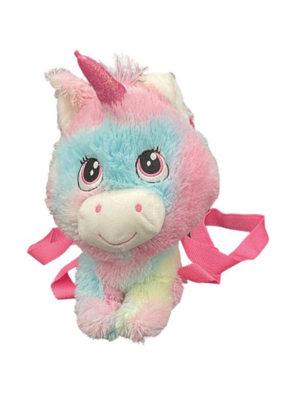 Plush Rainbow Unicorn Backpack Pastel Pink Blue Fur Fuzzy Y2K Kawaii Kidcore Bag